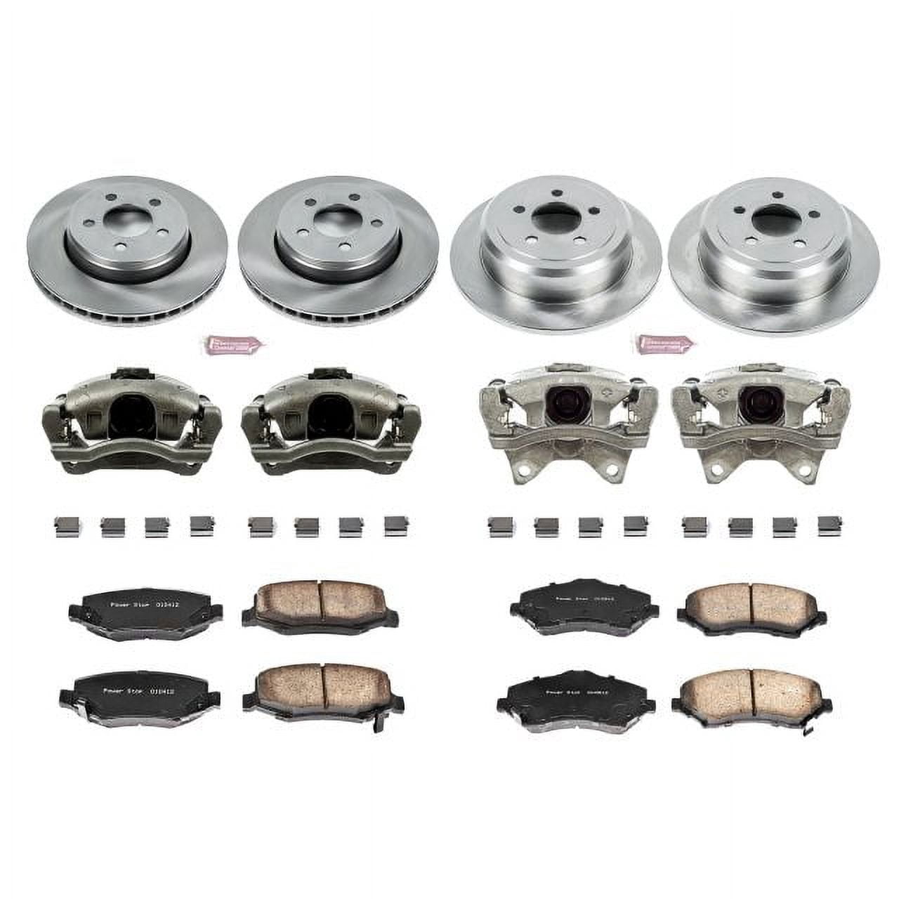 PowerStop Front and Rear Stock Replacement Brake Pad and Rotor Kit with Calipers Fits: DODGE JEEP Select Models KCOE2832A