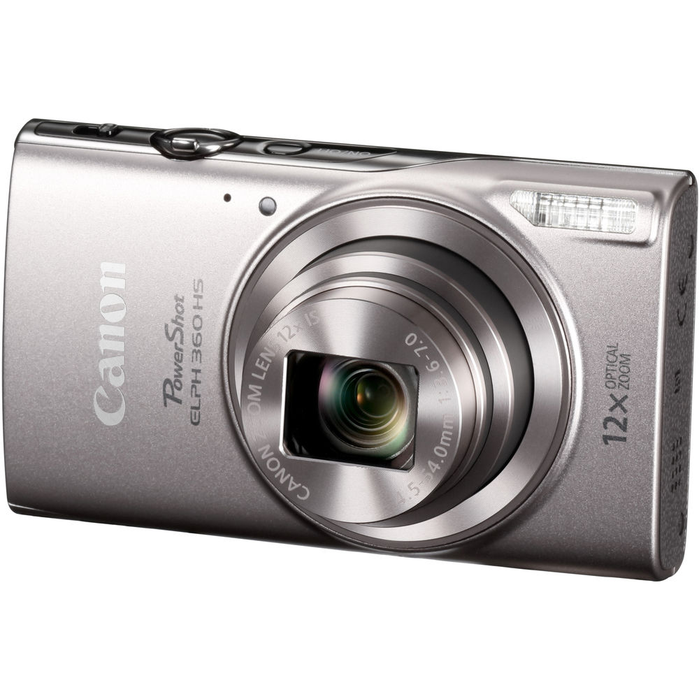 Canon PowerShot ELPH 360 HS Digital Camera (Silver) (1078C001) + 64GB Memory Card + NB11L Battery + Case + Charger + Card Reader + Corel Photo Software + HDMI Cable + Flex Tripod + More - image 2 of 8