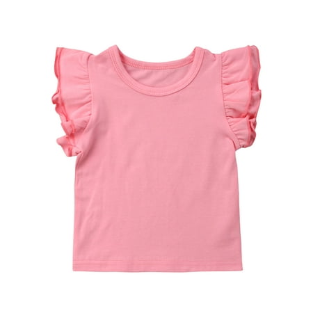 

Bebiullo Infant Toddler Baby Girl Top Basic Plain Ruffle T-Shirt Blouse Casual Clothes