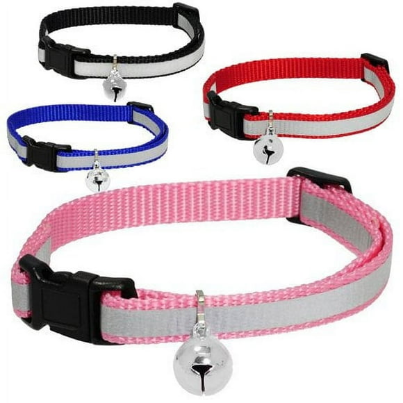 Wideskall Collier de Sécurité en Nylon Réfléchissant Réglable avec Clochette, Rose