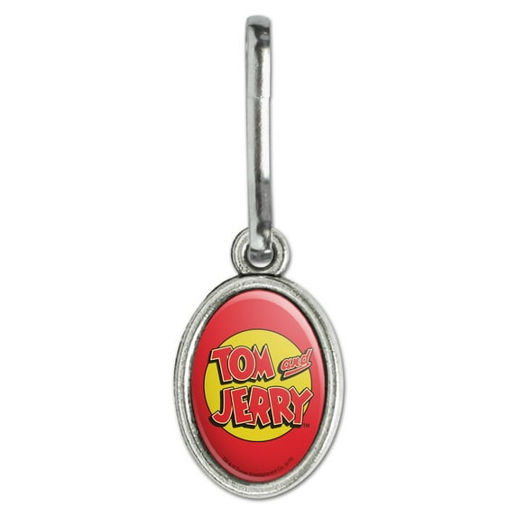 Tom and Jerry Logo Antiqued Oval Charm Clothes Purse Suitcase Backpack Zipper Pull Aid
