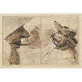 thumbnail image 2 of Pier Francesco Mola 24x17 Black Ornate Framed Double Matted Museum Art Print Titled: Caricatures of Two Male&nbsp;Heads (Mid-17th&nbsp;Century), 2 of 5