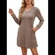 thumbnail image 2 of Vestido Tipo Suéter de Punto de Larga para Mujer, Estilo Túnica Informal con Cuello en V, Conjuntos de Moda para Otoño. Caqui L, 2 of 7
