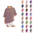 thumbnail image 1 of T-shirt Rayé pour Femmes 2026 Été Tendance Manches Courtes Col Rond Confortable Léger, 1 of 4