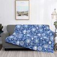 thumbnail image 3 of Vsdgher whiet Snowflake blue background Pattern Fleece Throw Blanket, Horizontal Fleece Bedding Home Decor for Couch & Bed All Season Use -80"x60", 3 of 7