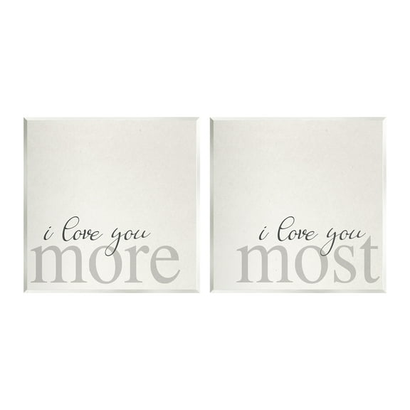 Stupell Industries I Love You More Most Romantic Sentiment Typography Graphic Art Unframed Art Print Wall Art, Set of 2, Design by Daphne Polselli