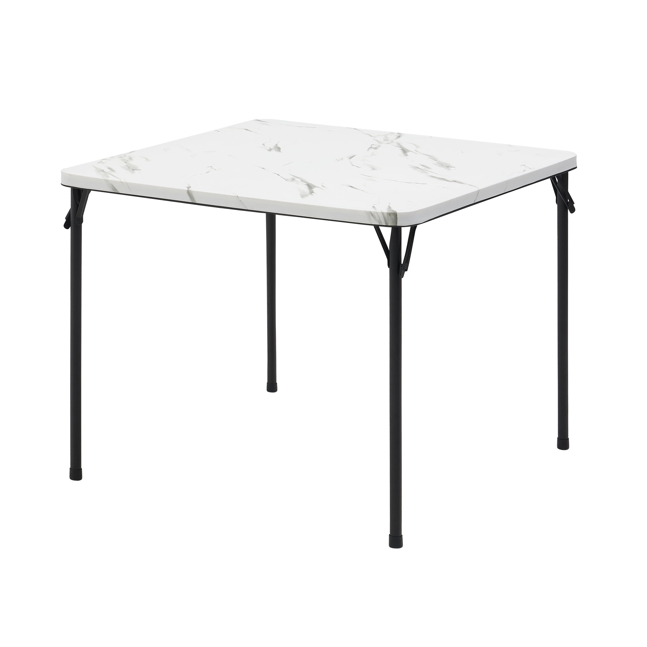 (2 pack) Mainstays 34 in Folding Card Table with Fixed Table Top and Folding Legs, Faux White Marble