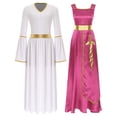 thumbnail image 3 of renvena Robe de Danse Croix Dorée pour Femmes avec Costume de Prière pour Rose Vif&Blanc m, 3 of 7