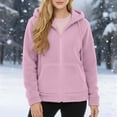 thumbnail image 5 of HNMKIU Full Zip Hooded Sweatshirt with Front Pockets Soft Warm Winter Pullover Casual Comfort Outerwear Zip Up Hoodie Light Pink,L, 5 of 5