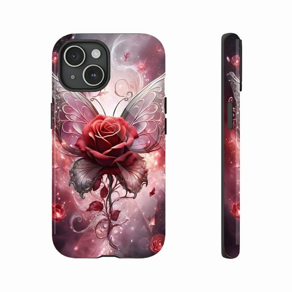 Enchanted Rose Butterfly Women’s iPhone Case – Elegant Valentine’s Day Gift, Durable Anti-Drop Design, Perfect for Girls Teens Moms – Compatible with iPhone 11/12/13/14/15/16 (Pro Max/Plus)