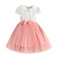 thumbnail image 2 of HAOTAGS Tulle Dresses for Girls Fashionable Short Sleeve Princess Dress with Lace Trim Pink Size 4, 2 of 7