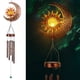 thumbnail image 1 of Campana de viento solar de sol y luna, campana de viento para exteriores con bolas de vidrio craquelado y ganchos en forma de S, campanas de patio de tubo de aluminio, decoración de interiores, cobre, 1 of 5