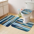 thumbnail image 4 of Abstract Modern Bathroom Rugs Set Gold and Navy Blue Non Slip Absorbent Soft Bath Mats 3 Piece Set with Bathroom Rug, U-Shaped Floor Mat, Toilet Seat Cover Large Size, 4 of 9