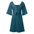 thumbnail image 4 of JAKANYQ Women Dresses 2024 Spring Summer Deep V-Neck Elegant Bow Tie Mini S XL Female Leisure Vacation Swing Flowy Bohemian Chic Sundress, 4 of 7