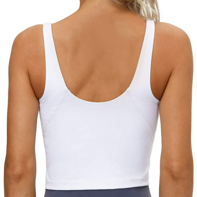 2PACK Women's Longline Sports Bra Wirefree Padded Medium Support Yoga Bras  Gym Running Workout Tank Tops