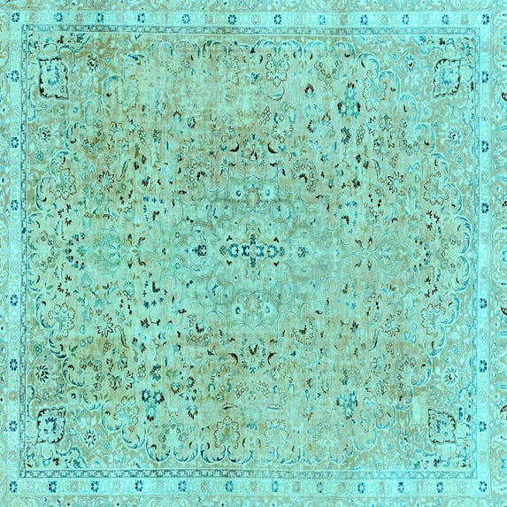 Ahgly Company Indoor Square Abstract Light Blue Modern Area Rugs, 4' Square