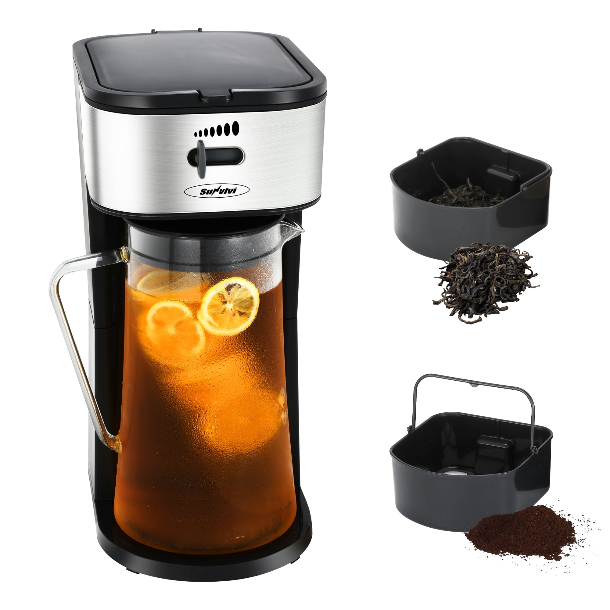 Iced Tea Maker and Iced Coffee Maker Brewing System with 88 Ounce Glass