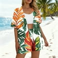 thumbnail image 4 of Antqov Beach Outfits for Women, Fashion Style Tropical Print Short Sleeve Loose Fitting Blouse Shorts Set, Summer Vacation Soft Lightweight Comfy 2 Piece Sets Beachwear, 4 of 7