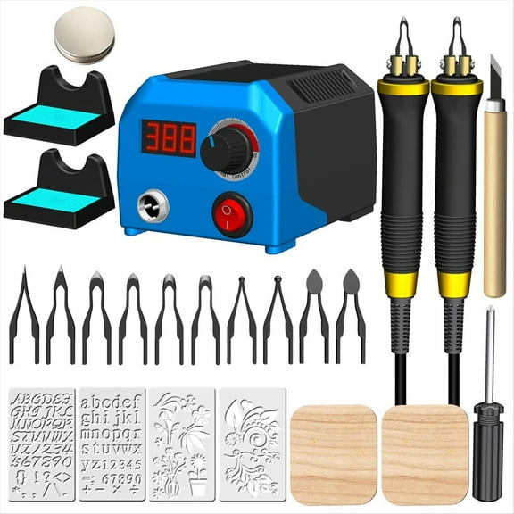 , Wood Burning Tool, Digitally Adjustable Temperature Wood Burner Kit (LH55-Fine-Pen-Point) US Plug,1 * Wood Burner kit,Blue