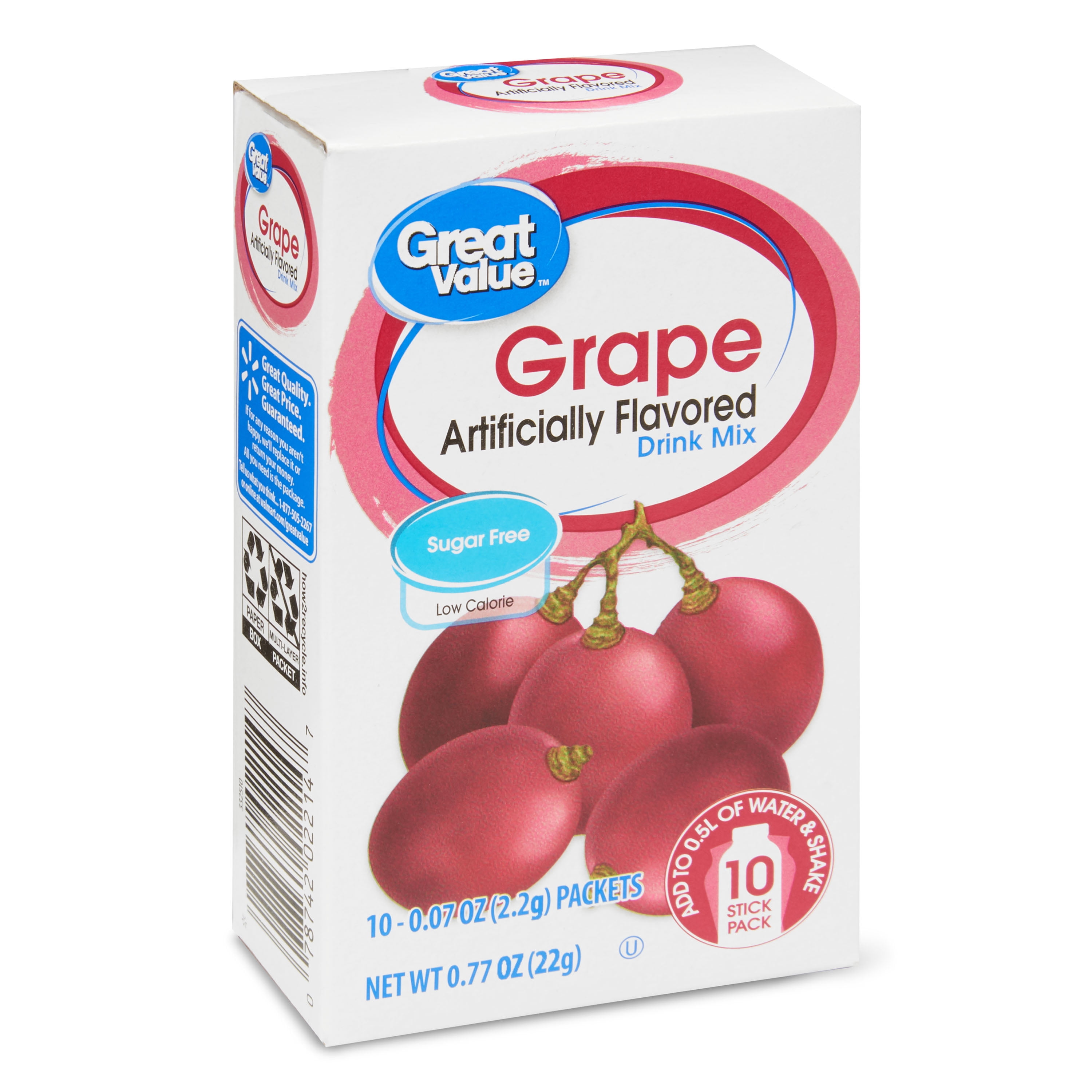 Great Value Grape Drink Mix, .77 oz, 10 Count