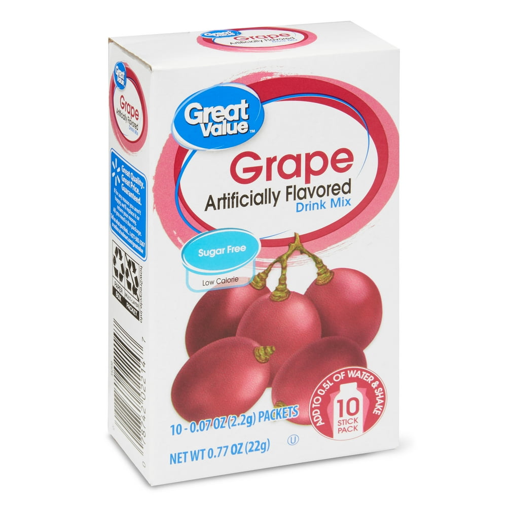 Great Value Grape Drink Mix, .77 oz, 10 Count