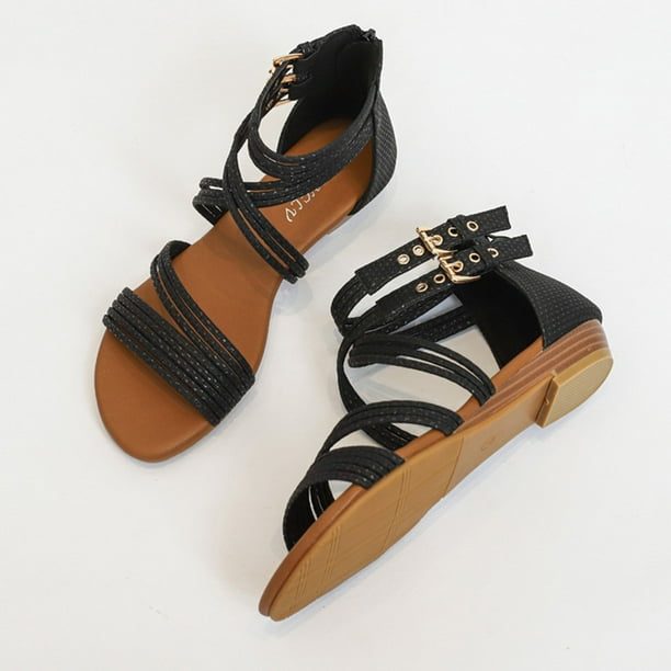Sandalias con tiras cruzadas para mujer Sandalias de playa de verano Sandalias de vestir para fiestas y vacaciones