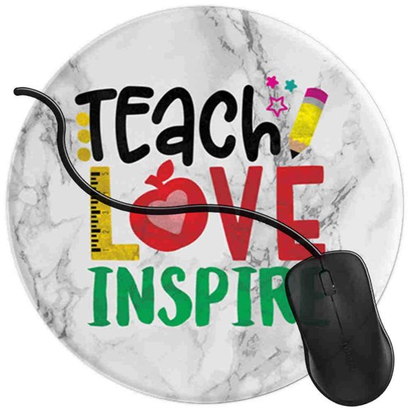 Mouse Pad for Computers,Gaming Mouse-Pads Office for Laptop Mouse Mat for PC Non Slip Mice Pad White Marble Teach Love Inspire Teacher 2T2027
