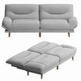 thumbnail image 2 of Homall Futon Sofa Bed with Adjustable Backrest & Five Angles Adjustable Armrests Sofa Couch for Small Spaces Living Room Office,Fabric Gray, 2 of 7