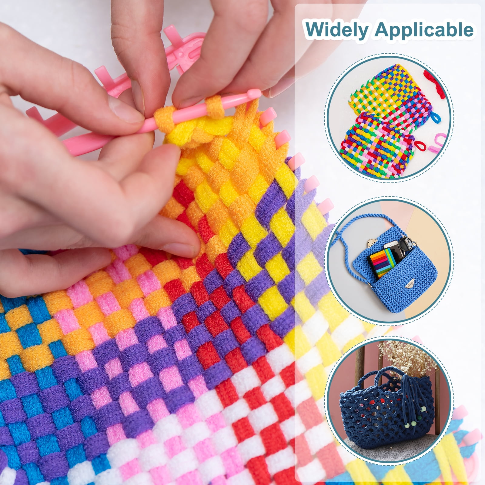 Uxcell 192 Pcs Potholder Loom Refill Loops Set, Elastic Potholder Weaving Refill Loops Knitting Kit with 2 Crochet Hooks and 7" Weaving Loom for Girls DIY Crafts, 12 Colors