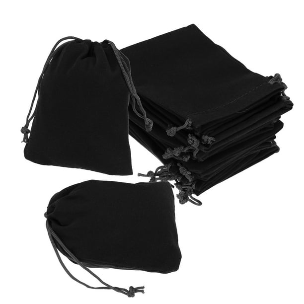 Uxcell 20 piezas Bolsas de Terciopelo con Cuerdas 4 x 4.7 Pulgadas Bolsas de Regalo para Joyería para Empaque de Joyería, Negro