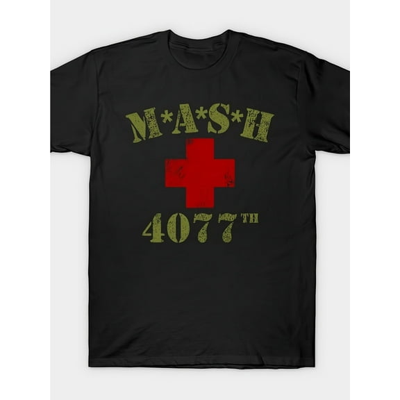 MASH 4077 Retro T-Shirt =Trendy Loose Design Anime Print Pure Cotton Retro Round Neck Men'S Short Sleeved T-Shirt Cotton Printed Shirts