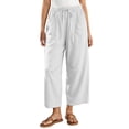 thumbnail image 2 of Pants for Women with Pockets 100% Cotton Decorative Button Drawstring Cropped Pants, 2 of 7