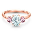 thumbnail image 3 of Gem Stone King 1.70 Ct Sky Blue Aquamarine Pink Lab Grown Diamond 18K Rose Gold Plated Silver Ring, 3 of 6