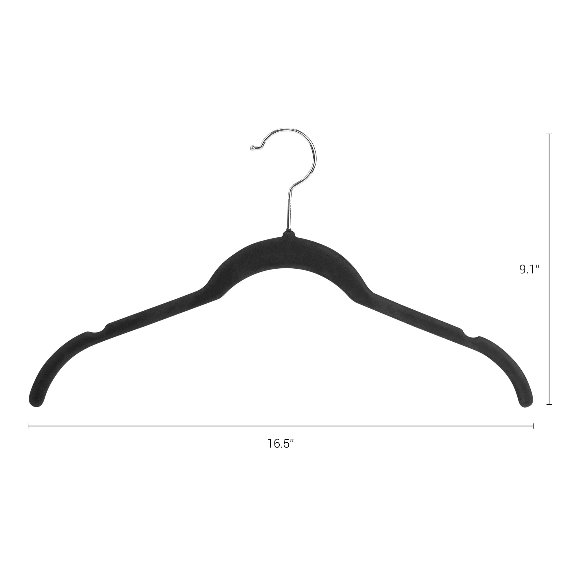 Unique Bargains Velvet Non-Slip Durable Space Saving Clothes Hangers 20 Packs Black