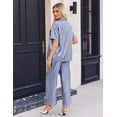 thumbnail image 4 of Ekouaer Silk Pajamas for Womens Set 2 Piece Satin Pjs Soft Button Down Sleepwear Wide Leg Long Pants with Pockets, 4 of 6