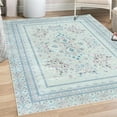 thumbnail image 1 of Floral Decorative Rug, Curlicue Spring Romance Blooming Ethnic Flower Petals in Happy Colors Art, Quality Carpet for Bedroom Dorm and Living Room, 6 Sizes, Pale Blue, by Ambesonne, 1 of 4