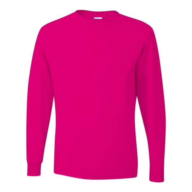 Jerzees Mens DRI-POWER Active Long Sleeve Crew T-Shirt, 2X, Cyber Pink