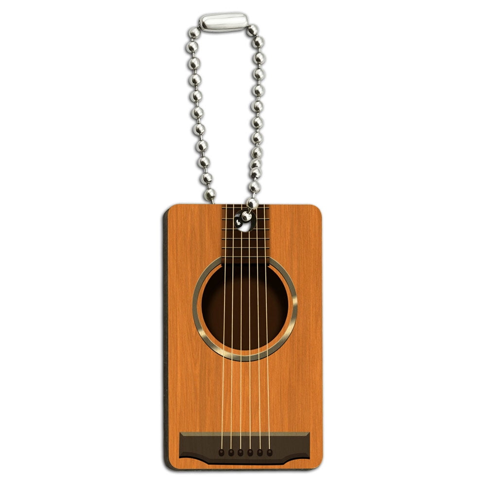 Graphics and More Acoustic Guitar Strings Wood Rectangle Key Chain