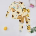 thumbnail image 2 of WERYOUNG Girls Boys Outfits Spring Summer Long Sleeve Round Neck Cartoon Bee Printed Top And Pants Pjs Sets Girls Stylish Loungewear Outfits,Yellow,2Y, 2 of 4