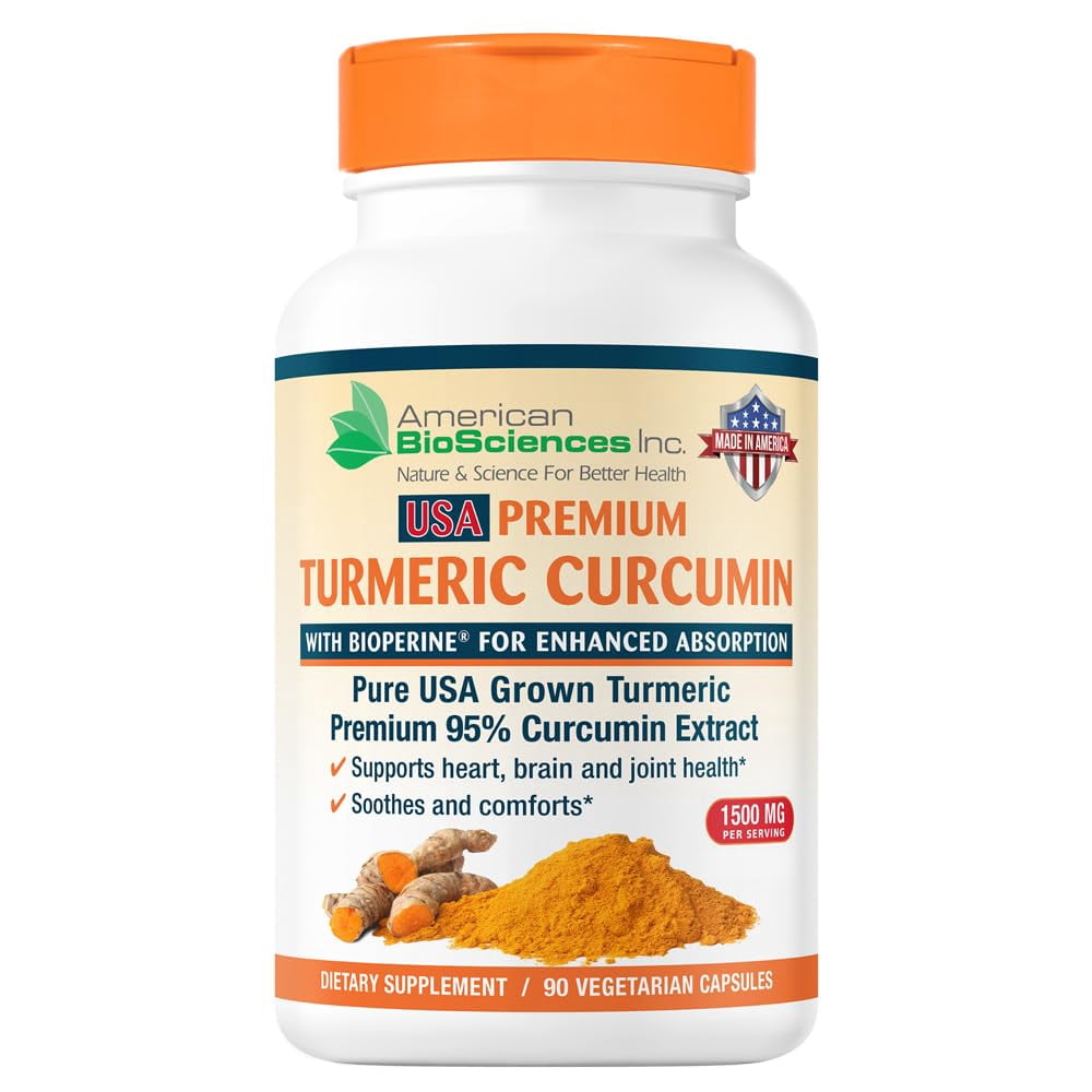 American Biosciences USA Premium Turmeric Curcumin, 90 Vegetarian Capsules