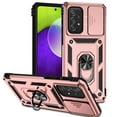 thumbnail image 1 of Heavy Duty Armor Case for Samsung Galaxy A73 5G, Rugged PC Soft TPU Military Grade Shockproof Metal Magnetic Car Mount Shockproof Cover with Camera Lens Sliding Ring Holder Bracket Case,Rosegold, 1 of 8