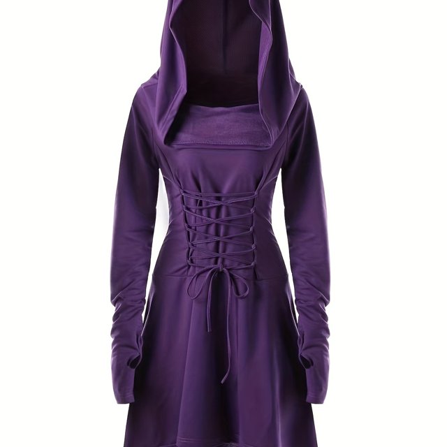 Vestido De Cosplay Con Capucha De Manga Larga, Vestido De Fiesta De Halloween, Ropa De Mujer