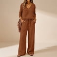 thumbnail image 6 of EaseDay Womens 2 Piece Lounge Set, Soft 3/4 Sleeve V Neck Top and Wide Leg Pants, Loose Casual Outfits with Pockets, Comfortable Matching Pajama Set, 6 of 8
