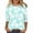 01#Light Blue, variant on Women's 3/4 Sleeve Round Neck Checkered Daisy Print Casual T‑Shirt Loose Fit Fashion Pullover Top for Spring Summer Daily Wear XL