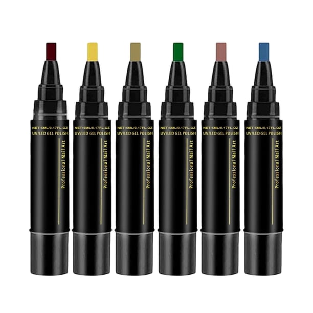 6 piezas de bolígrafos de esmalte de uñas, 6 colores, bolígrafos de arte multicolor para bricolaje, bolígrafo de gel para uñas Estilo F