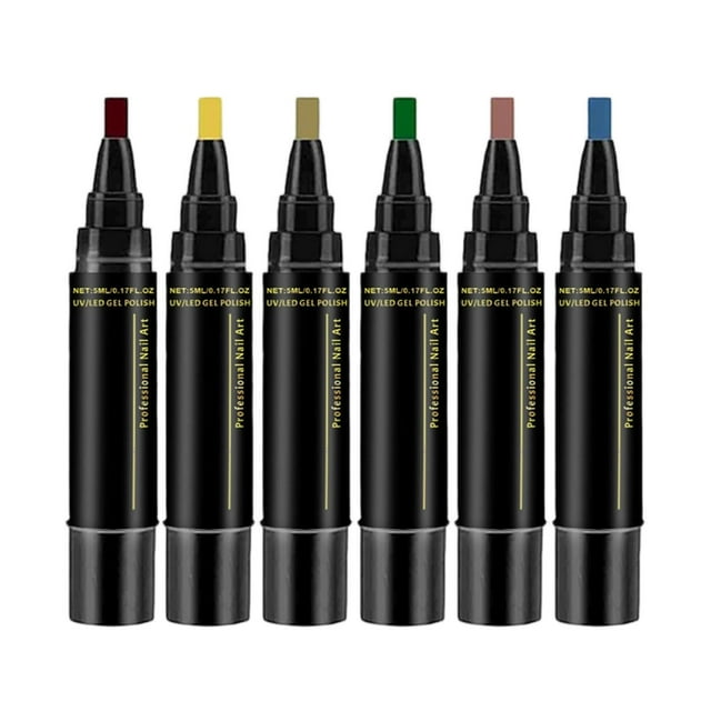 Xuanheng 6 Pieces Nail Polish Pen Home Portable Quick Drying Multicolor Nail Art Pens Style F
