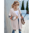 thumbnail image 4 of Women's Long Open Front Cardigan Striped Color Block Loose Knit Sweaters Outwear Coat Pink XL, 4 of 10
