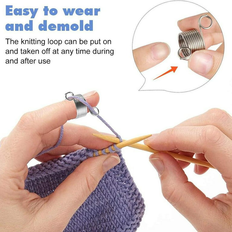 2 Pcs DIY Yarn Strand Guide Metal Yarn Threader Finger Ring Wool Thread  Thimble Knitting Sewing Accessories Wool Weaving Tool (Large and Small  Style) 