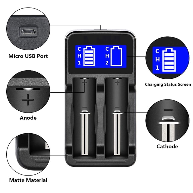 Herramienta De Carga De Baterías, Pantalla Transparente Negra, Cargador De Batería USB, Trabajo Seguro Para PC Para