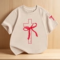 thumbnail image 2 of shoper Girls Cute Christian Shirts Kids Pink Bow Shirt Jesus God Faith Tshirts Verse Graphic Tee Tops (Beige), 2 of 4